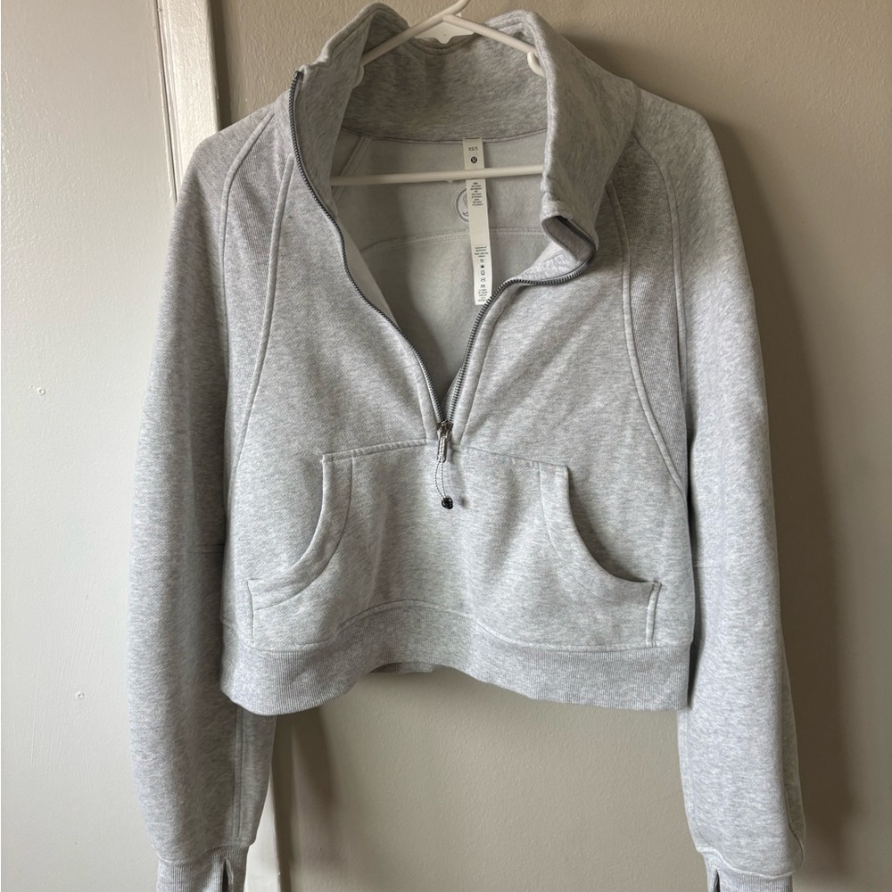 Lululemon Athletica Light Gray Cropped Hoodie